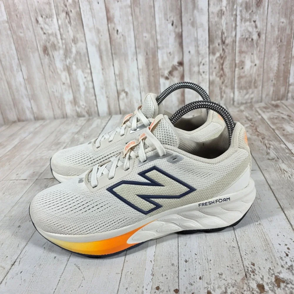 New Balance Fresh Foam 520 v8 Womens Running Shoes Cream Navy Orange W520LG8 7.5